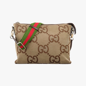 Pre-owned Gucci Jumbo GG Camel × Ebony GG Canvas × Leather 699130 shoulderbag | stylenewstar