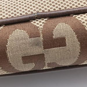Pre-owned Gucci Jumbo GG Camel × Ebony GG Canvas × Leather 699130 shoulderbag | stylenewstar