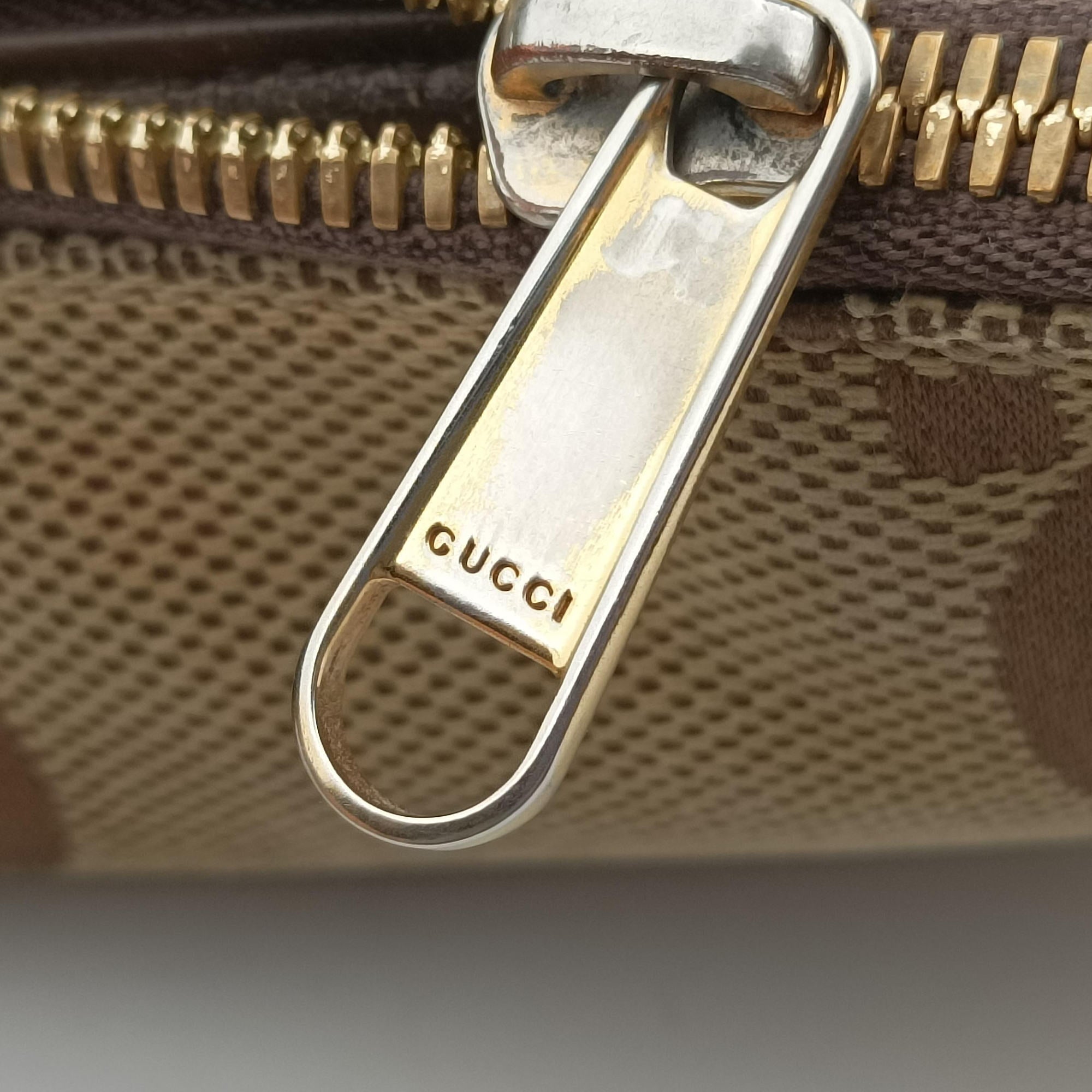 Pre-owned Gucci Jumbo GG Camel × Ebony GG Canvas × Leather 699130 shoulderbag | stylenewstar
