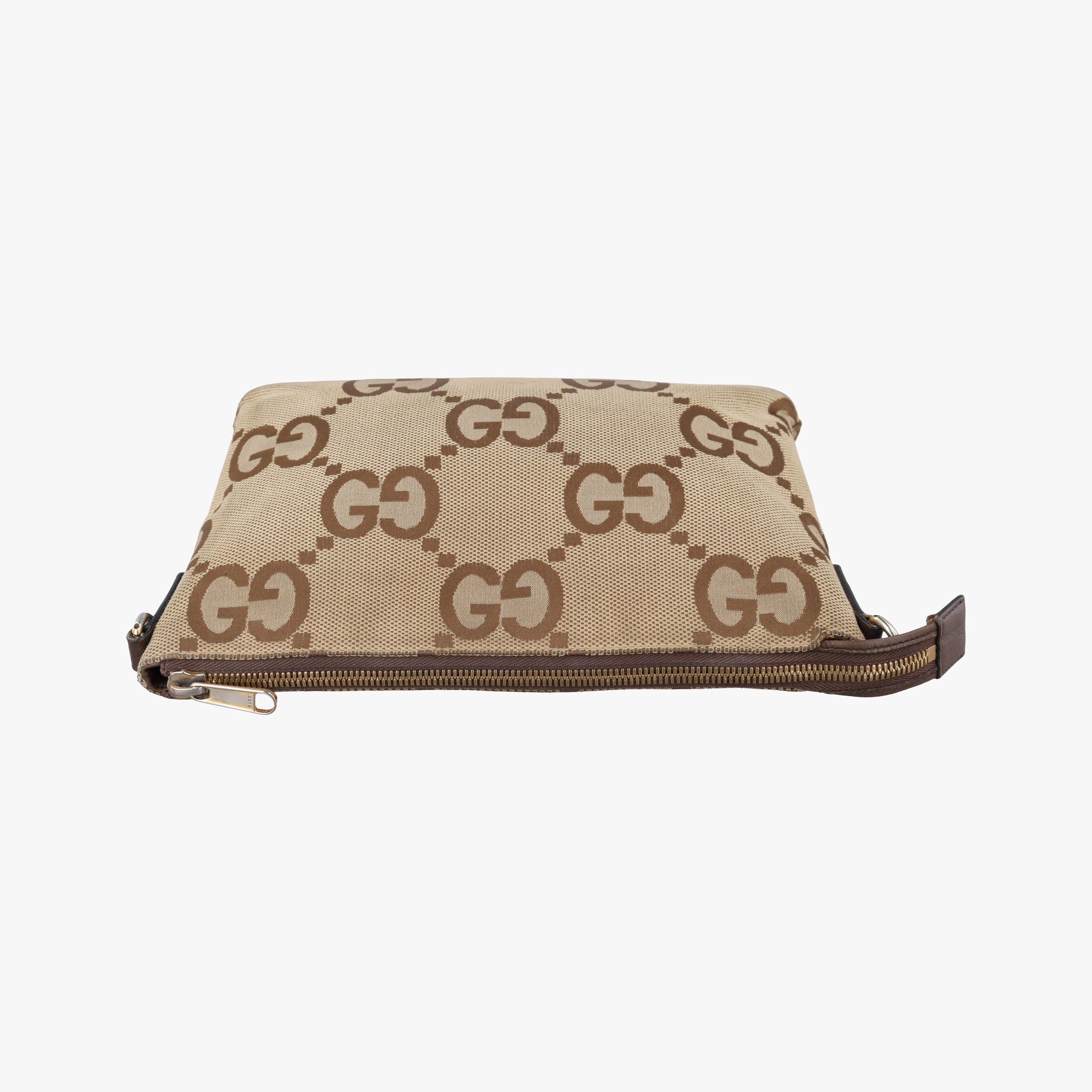 Pre-owned Gucci Jumbo GG Camel × Ebony GG Canvas × Leather 699130 shoulderbag | stylenewstar