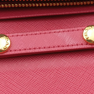 Pre-owned Prada Metal Wallet on Chain Cornflower Clutch Pink Saffiano leather 1MT290 shoulderbag | stylenewstar