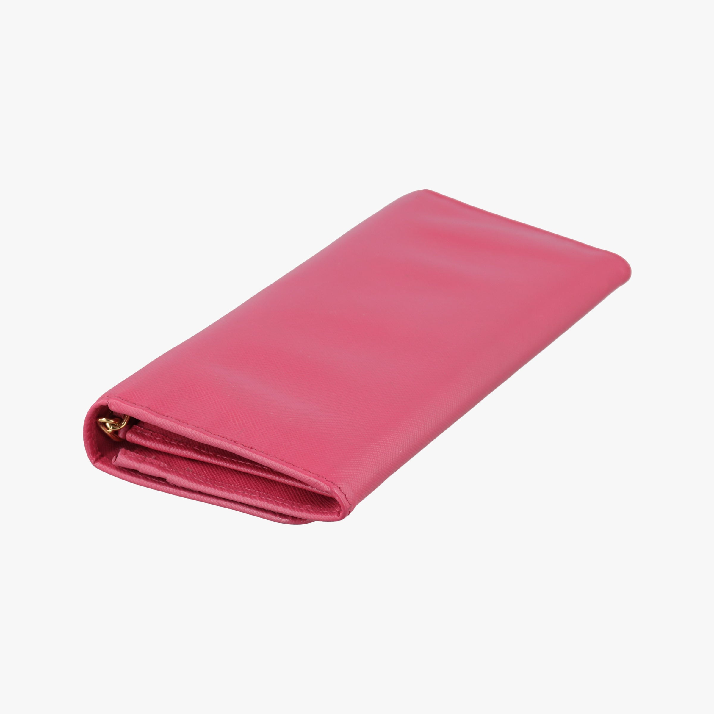 Pre-owned Prada Metal Wallet on Chain Cornflower Clutch Pink Saffiano leather 1MT290 shoulderbag | stylenewstar