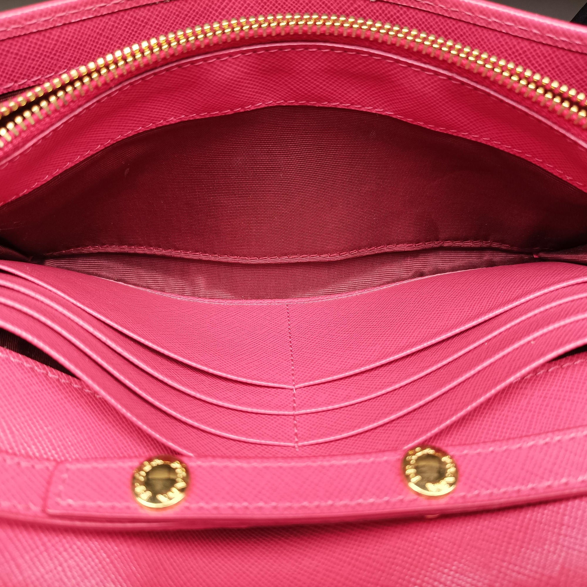 Pre-owned Prada Metal Wallet on Chain Cornflower Clutch Pink Saffiano leather 1MT290 shoulderbag | stylenewstar