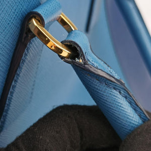 Secondhand Prada Galleria Blue×Navy SAFFIANO Leather B2274C shoulderbag | stylenewstar