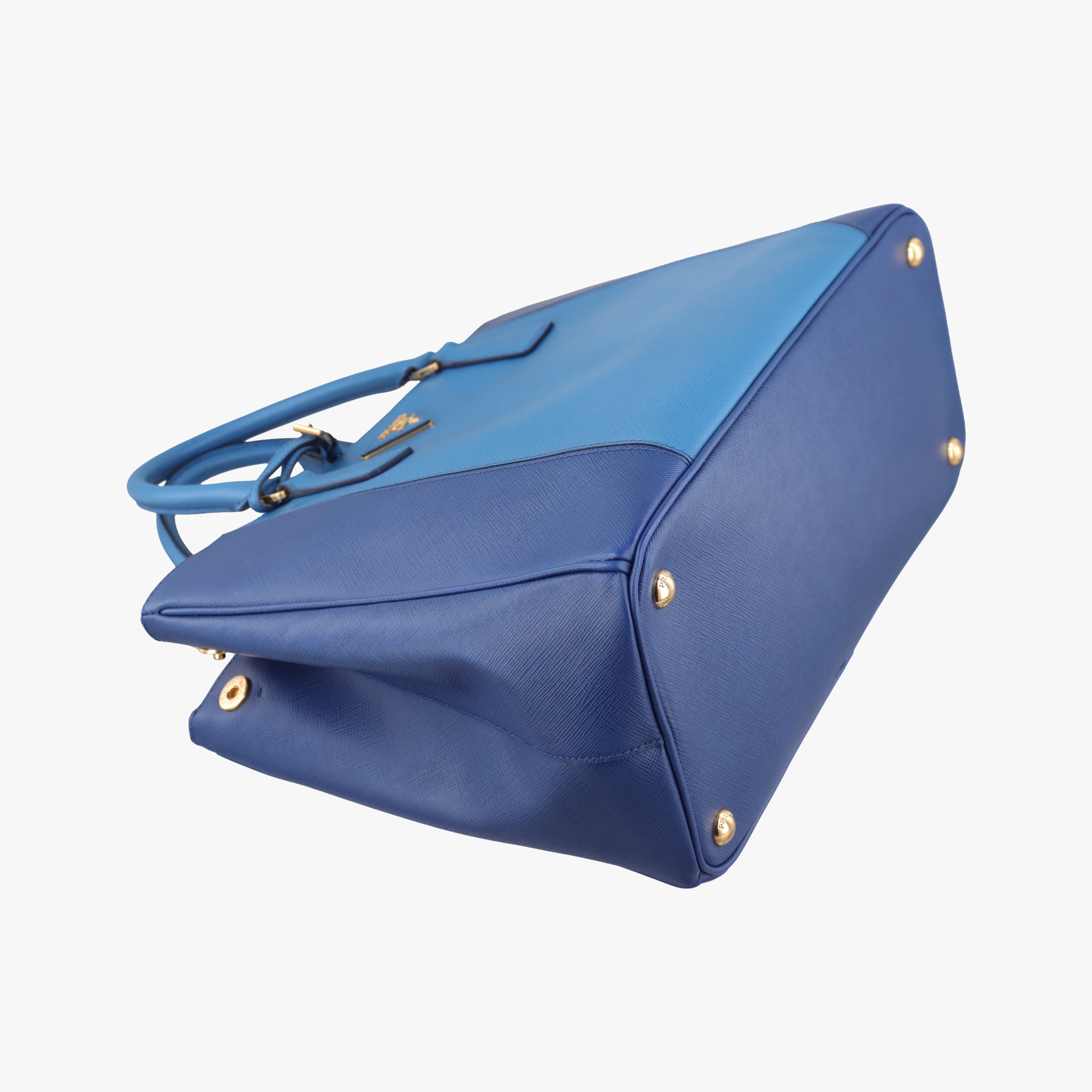 Secondhand Prada Galleria Blue×Navy SAFFIANO Leather B2274C shoulderbag | stylenewstar