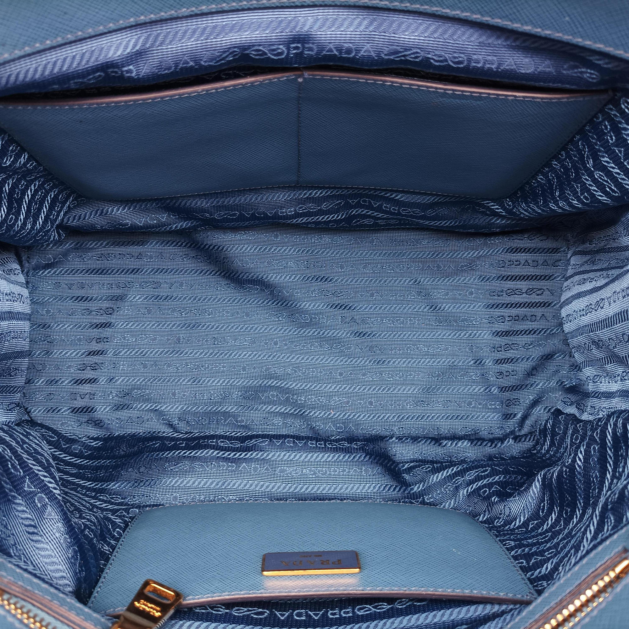 Secondhand Prada Galleria Blue×Navy SAFFIANO Leather B2274C shoulderbag | stylenewstar
