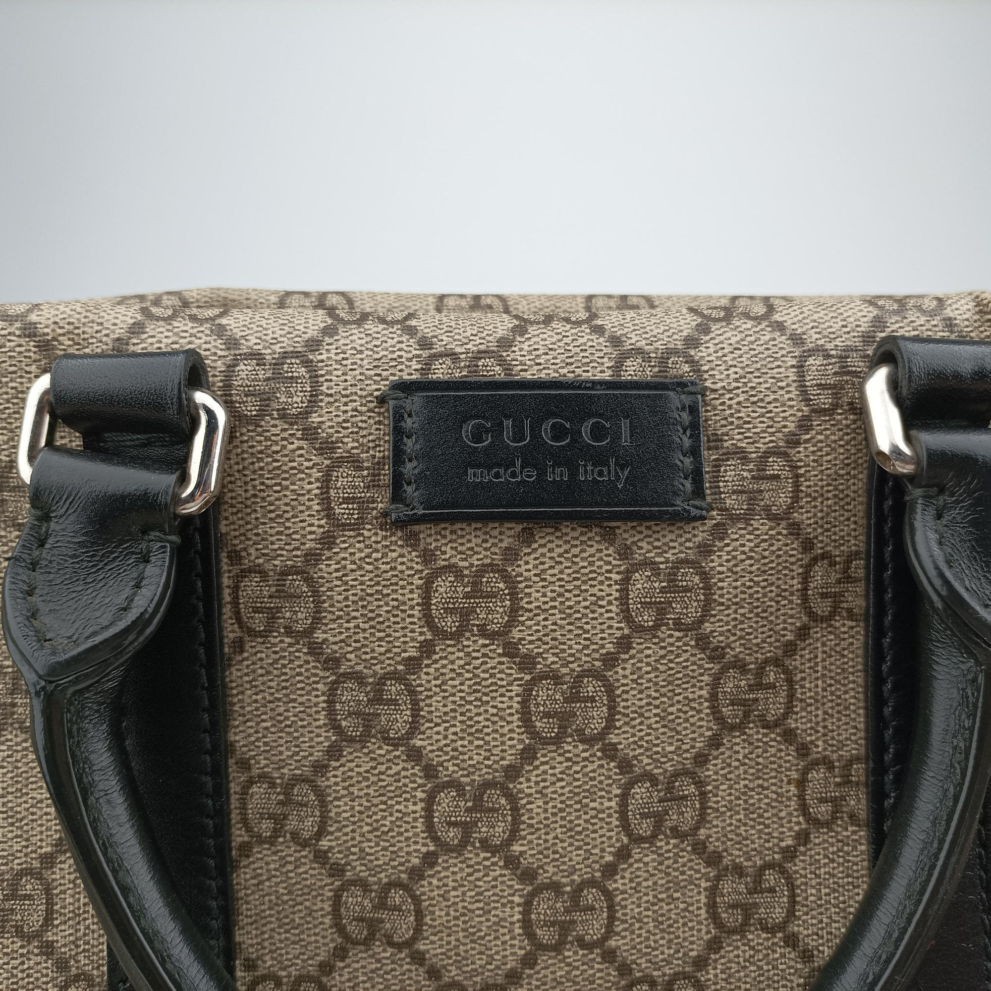 Pre-owned Gucci KALEIDO Beige×black PVC coated canvas×Leather 406384 handbag | stylenewstar