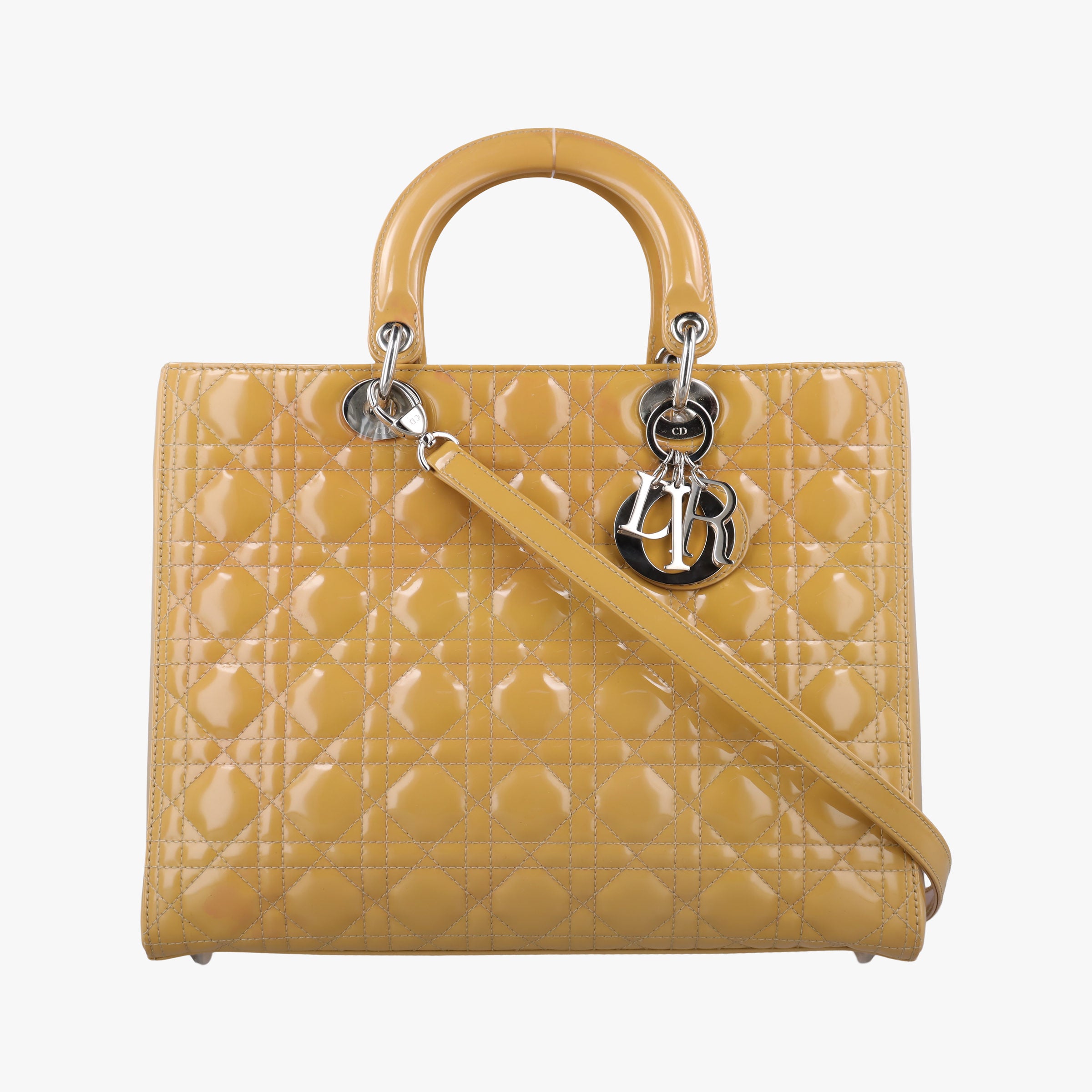 Pre-owned Christian Dior Lady Dior Beige Patent  shoulderbag | stylenewstar