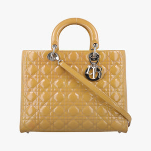 Pre-owned Christian Dior Lady Dior Beige Patent  shoulderbag | stylenewstar