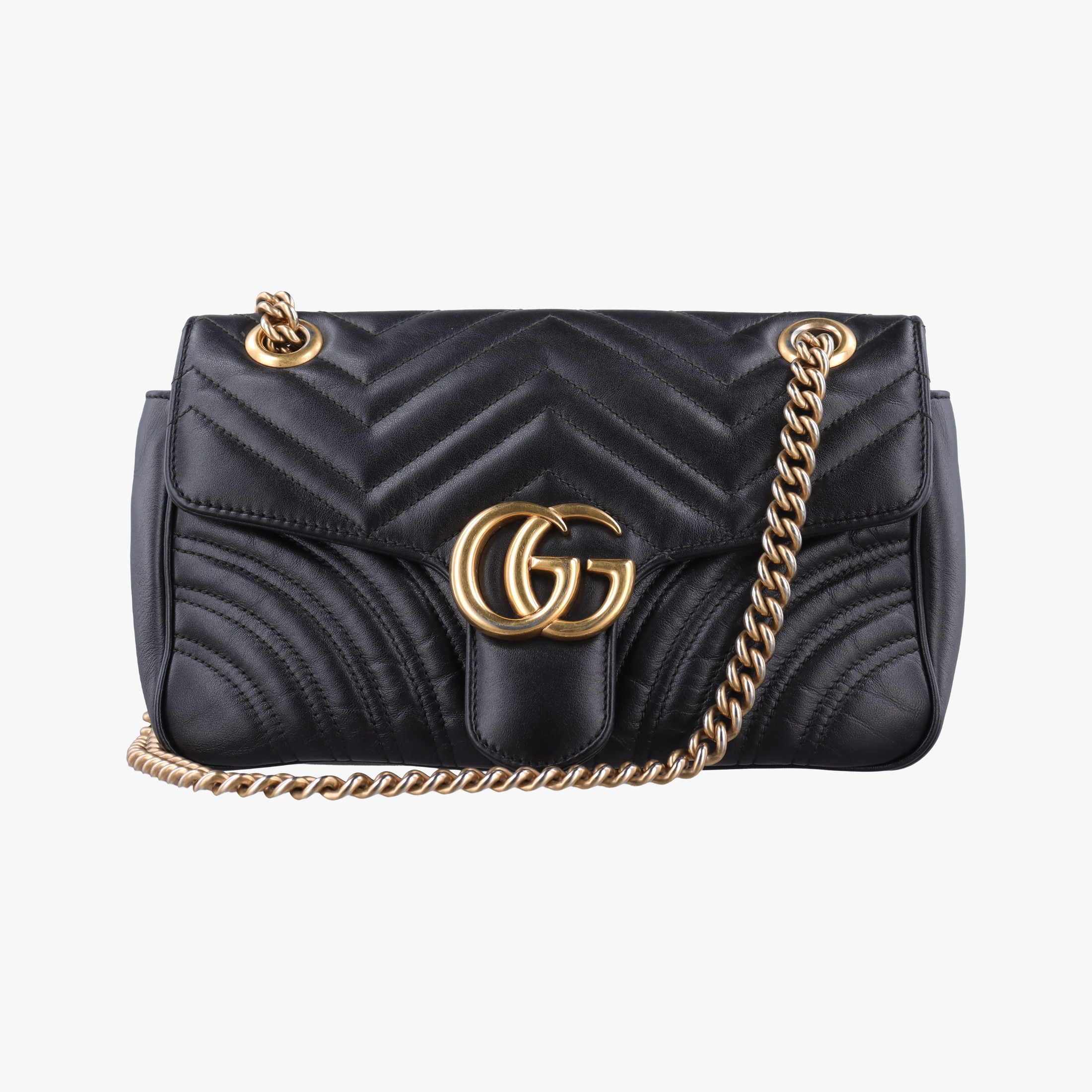 Pre-owned Gucci GG Marmont Black Leather 443497 shoulderbag | stylenewstar