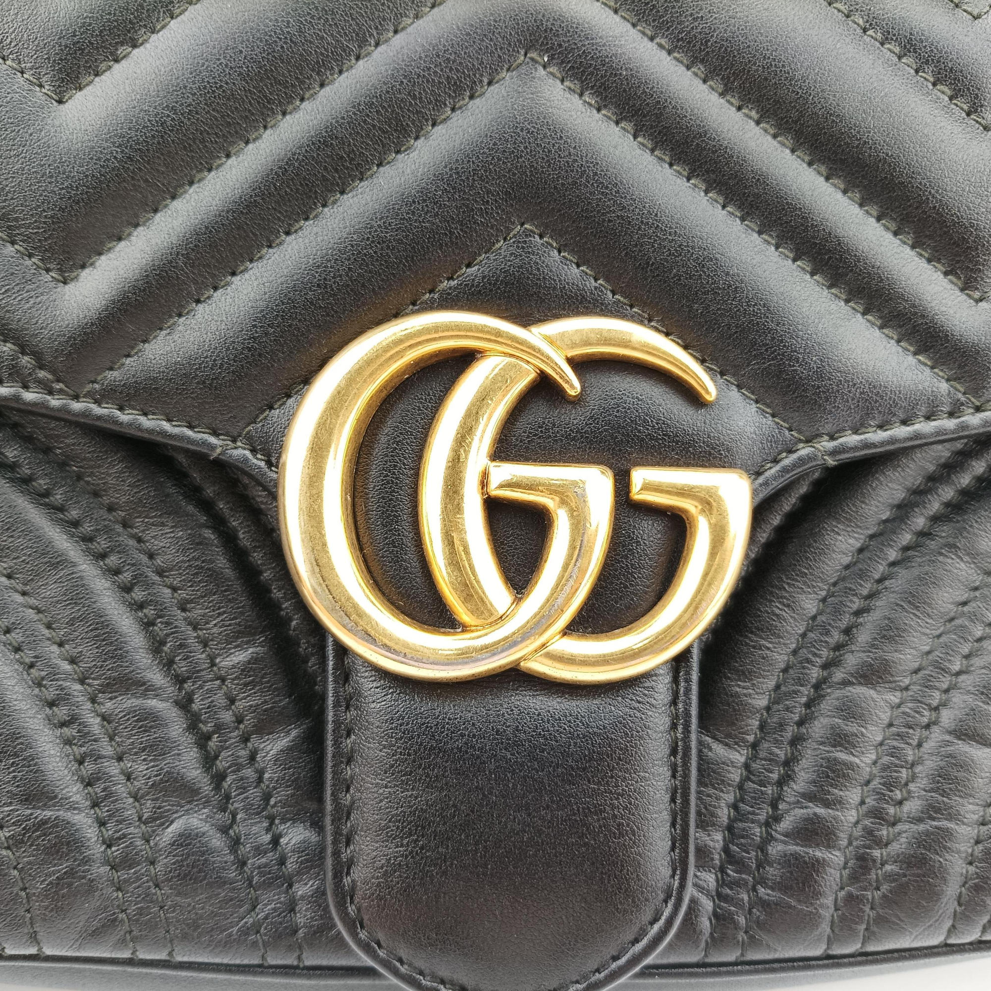Pre-owned Gucci GG Marmont Black Leather 443497 shoulderbag | stylenewstar