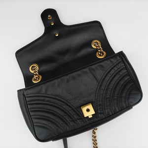 Pre-owned Gucci GG Marmont Black Leather 443497 shoulderbag | stylenewstar
