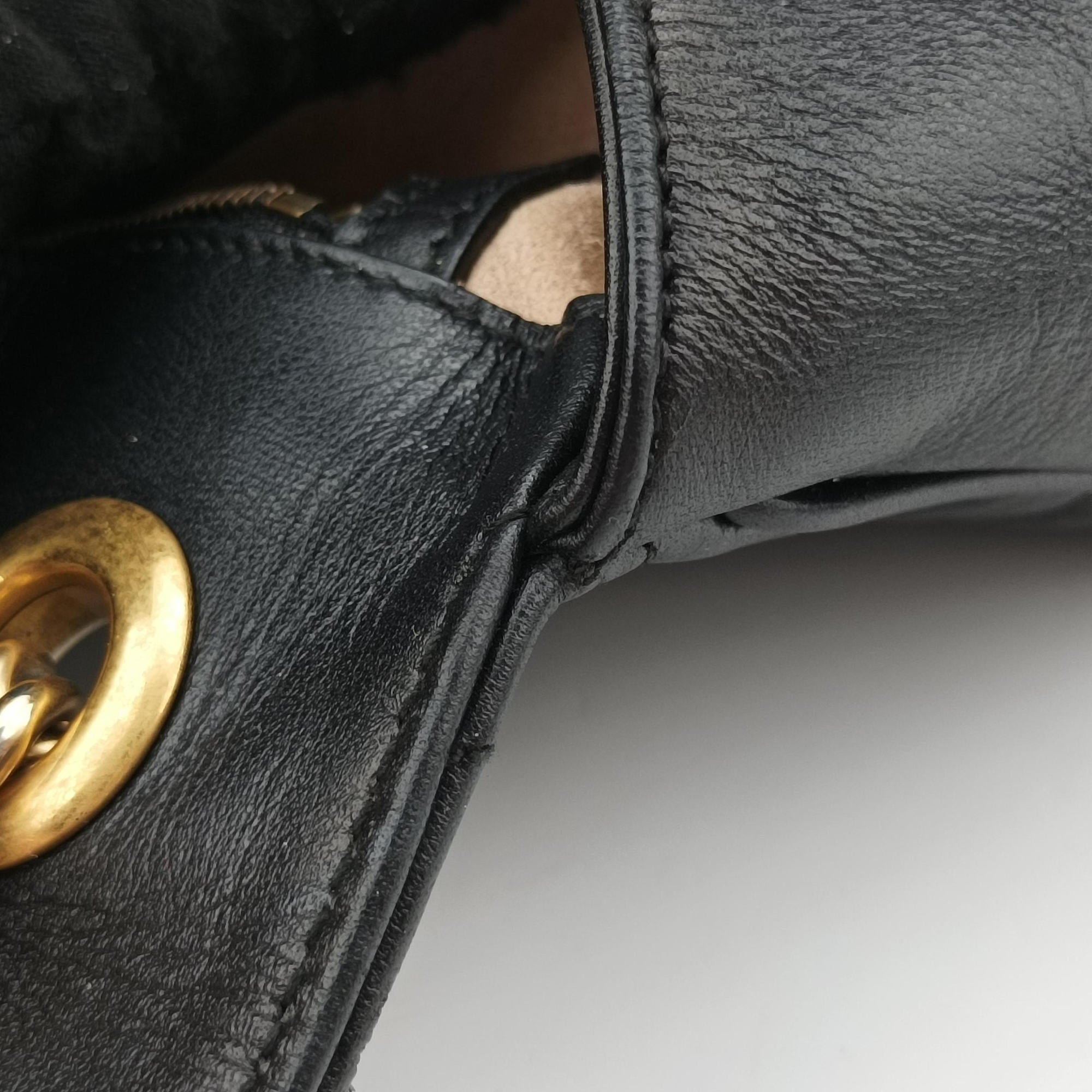 Pre-owned Gucci GG Marmont Black Leather 443497 shoulderbag | stylenewstar