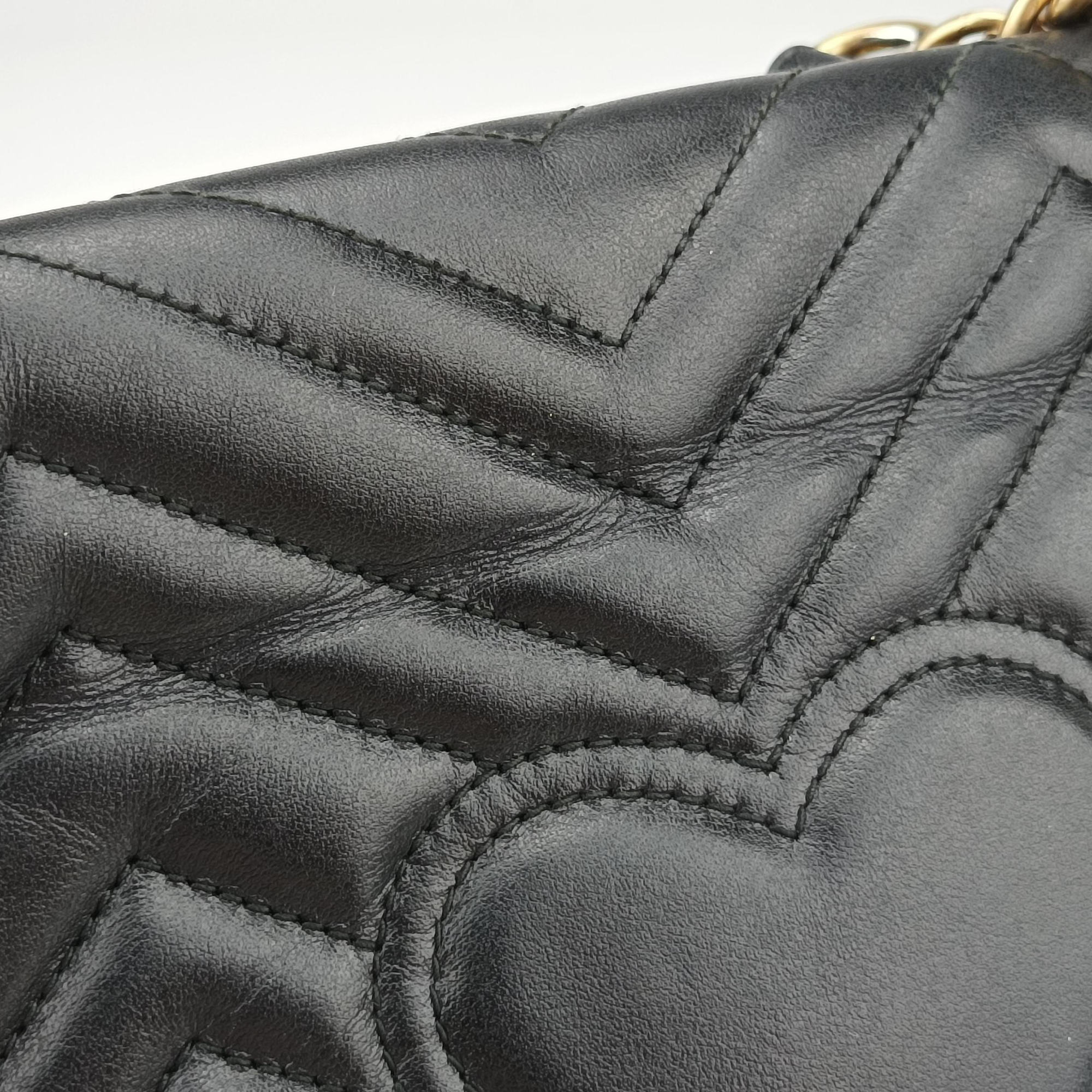 Pre-owned Gucci GG Marmont Black Leather 443497 shoulderbag | stylenewstar