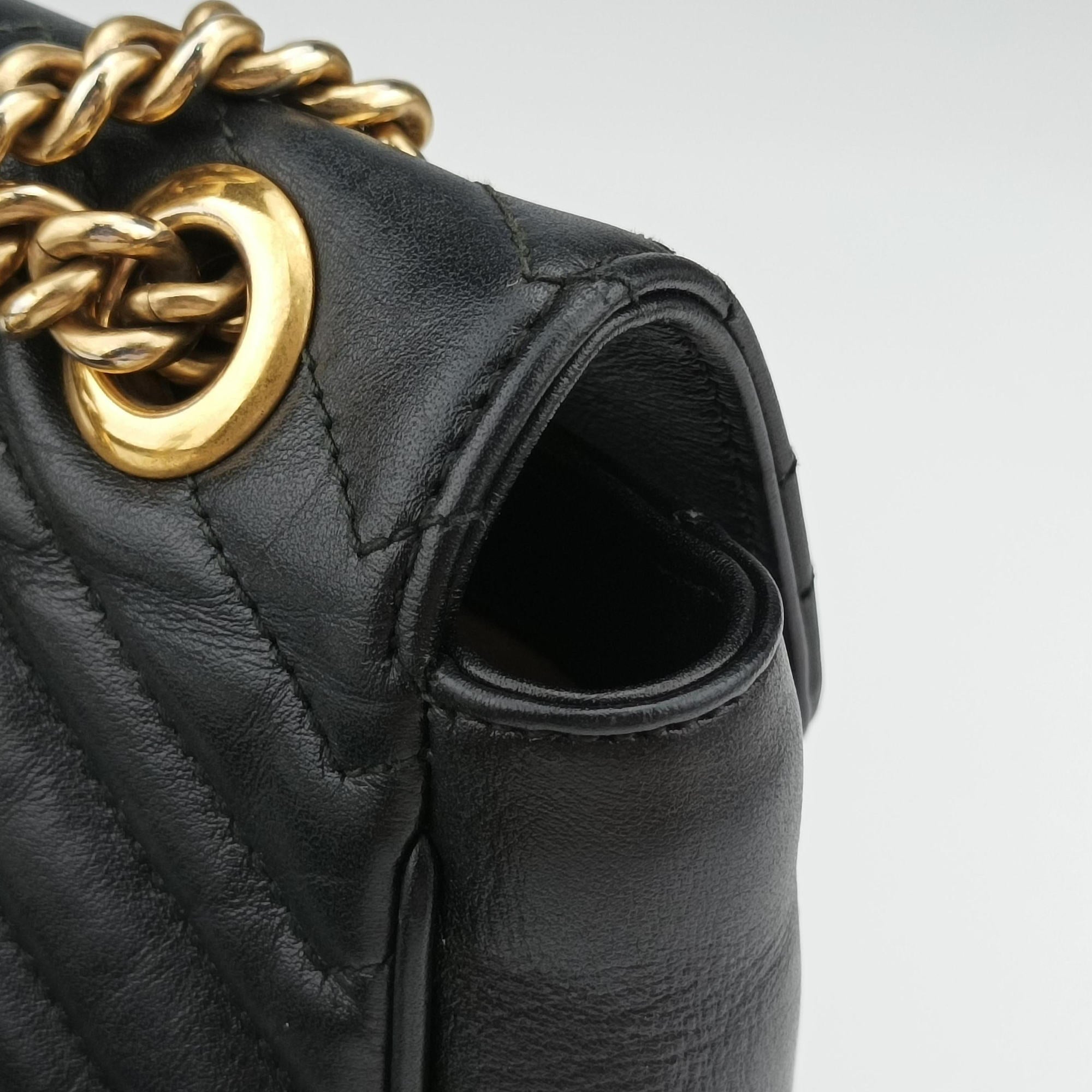 Pre-owned Gucci GG Marmont Black Leather 443497 shoulderbag | stylenewstar