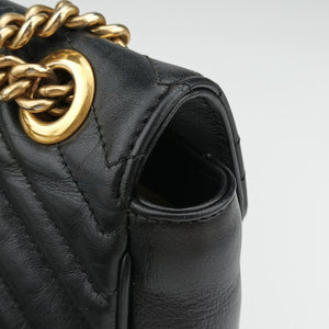 Pre-owned Gucci GG Marmont Black Leather 443497 shoulderbag | stylenewstar