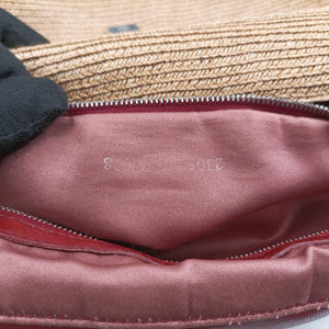 Pre-owned Fendi Mamma Baguette Beige × Burgundy Raffia × Leather 8BR001 shoulderbag | stylenewstar