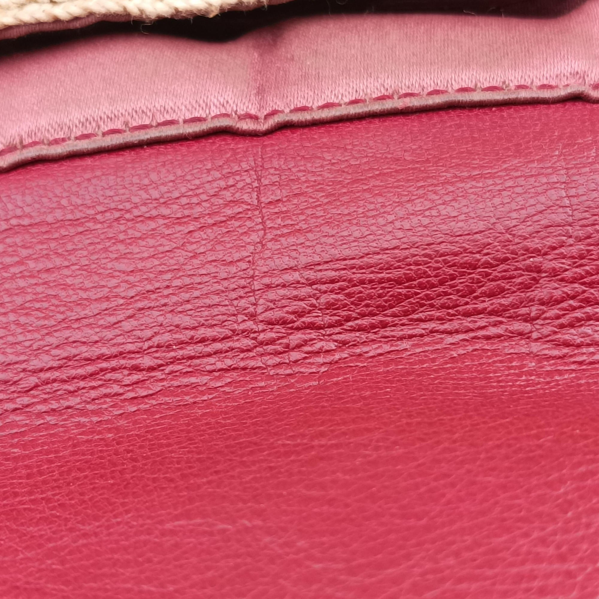 Pre-owned Fendi Mamma Baguette Beige × Burgundy Raffia × Leather 8BR001 shoulderbag | stylenewstar