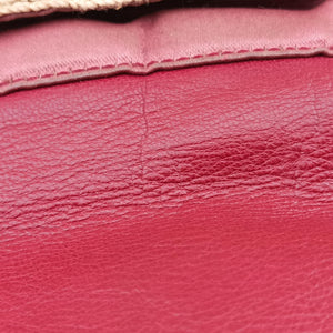 Pre-owned Fendi Mamma Baguette Beige × Burgundy Raffia × Leather 8BR001 shoulderbag | stylenewstar