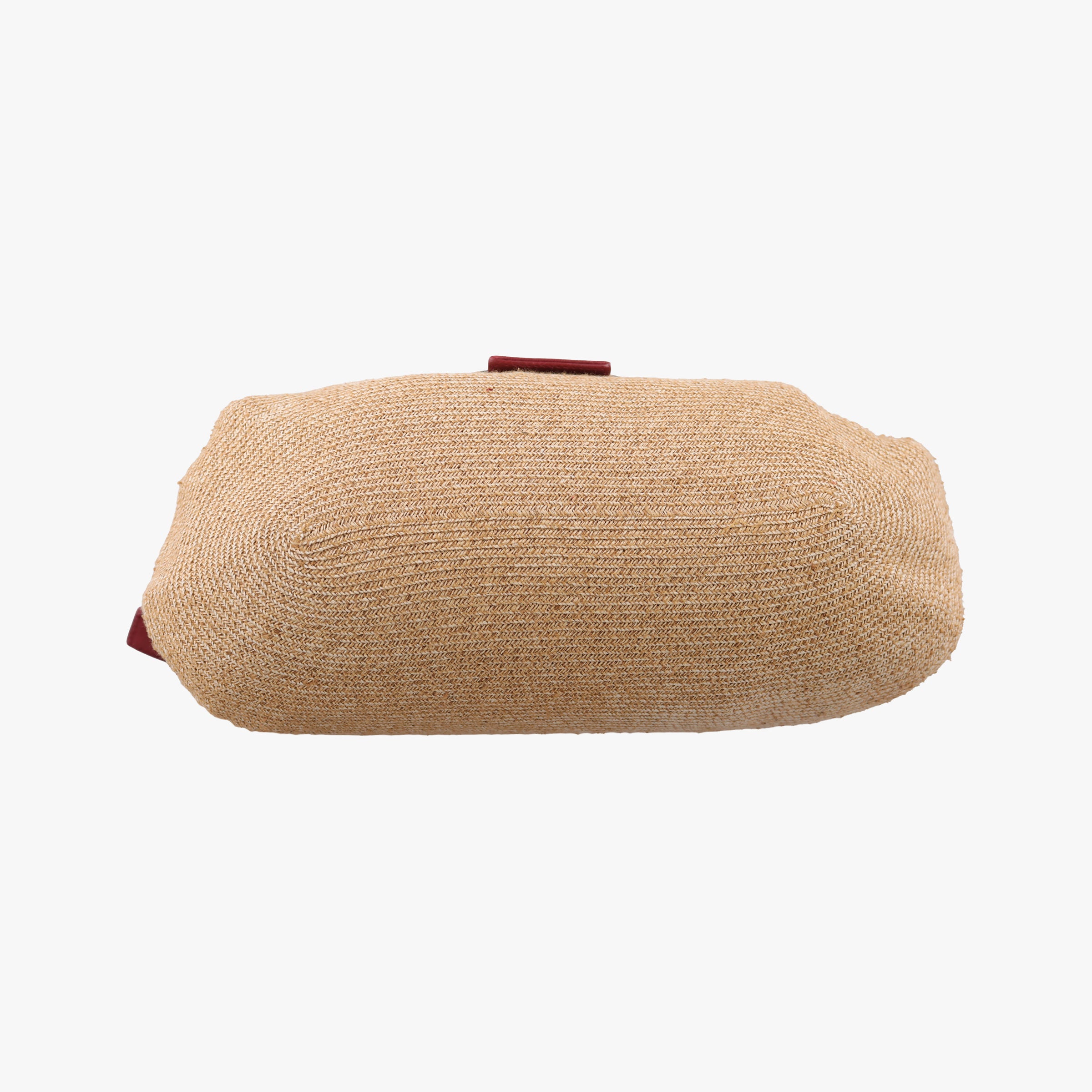 Pre-owned Fendi Mamma Baguette Beige × Burgundy Raffia × Leather 8BR001 shoulderbag | stylenewstar