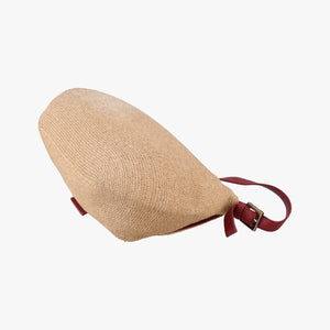 Pre-owned Fendi Mamma Baguette Beige × Burgundy Raffia × Leather 8BR001 shoulderbag | stylenewstar