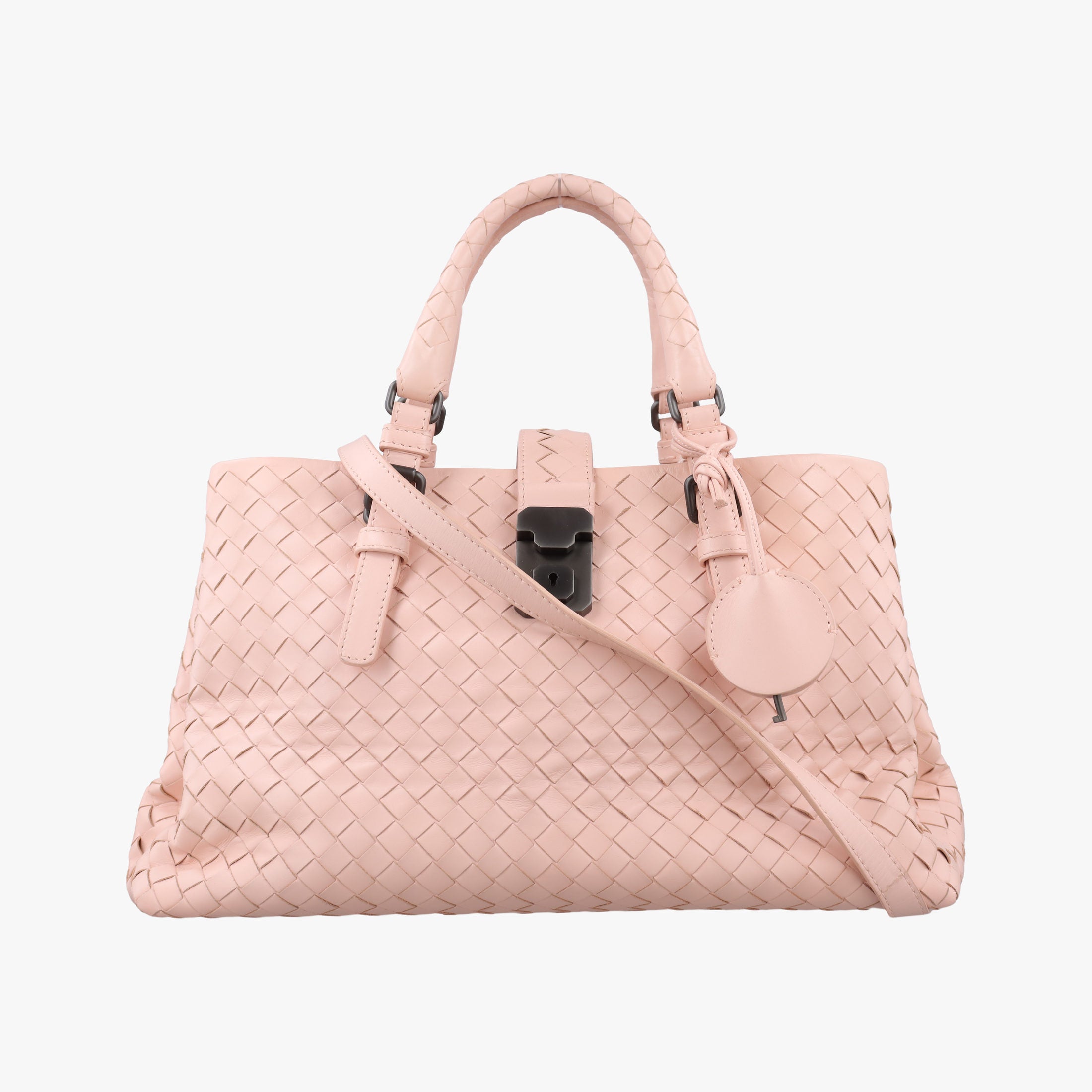 Pre-owned Bottega Veneta Roma Intrecciato Pink lambskin  shoulderbag | stylenewstar