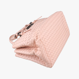 Pre-owned Bottega Veneta Roma Intrecciato Pink lambskin  shoulderbag | stylenewstar