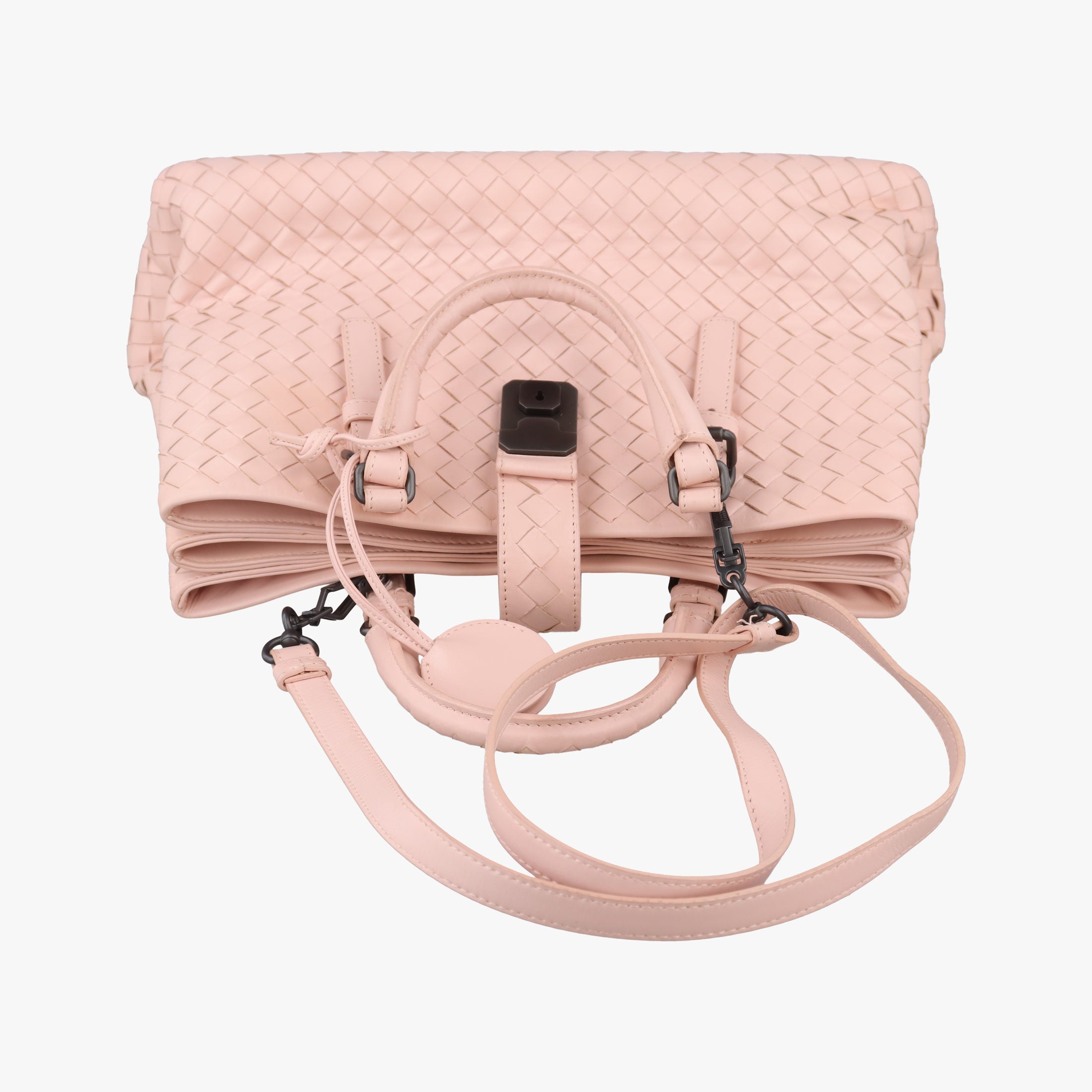 Pre-owned Bottega Veneta Roma Intrecciato Pink lambskin  shoulderbag | stylenewstar