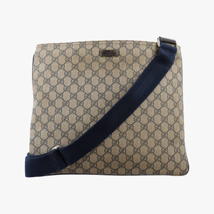 Vintage Gucci GG Plus GG Supreme Beige×Navy PVC coated canvas×Leather 201446 shoulderbag | stylenewstar