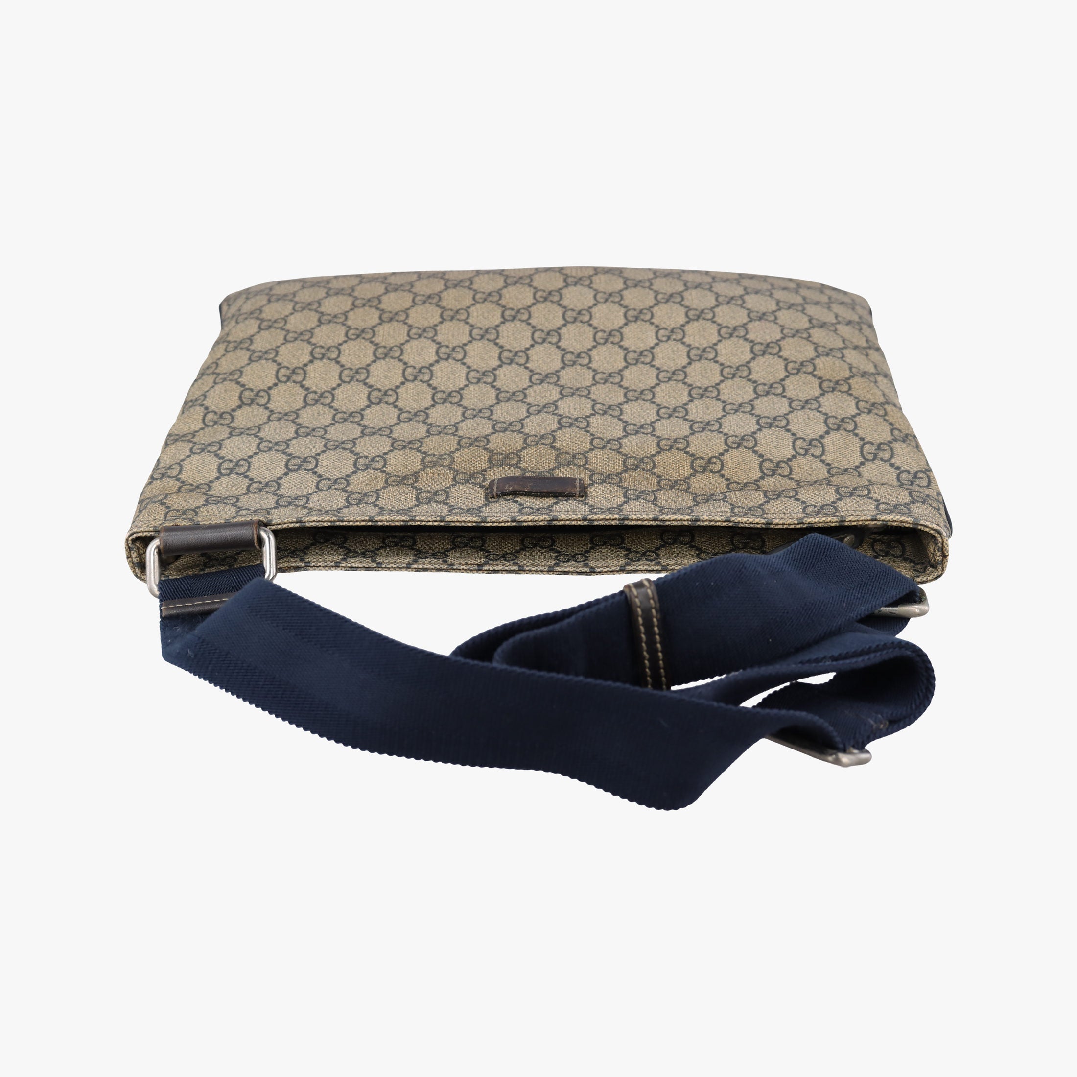 Vintage Gucci GG Plus GG Supreme Beige×Navy PVC coated canvas×Leather 201446 shoulderbag | stylenewstar