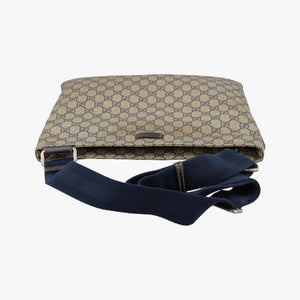 Vintage Gucci GG Plus GG Supreme Beige×Navy PVC coated canvas×Leather 201446 shoulderbag | stylenewstar