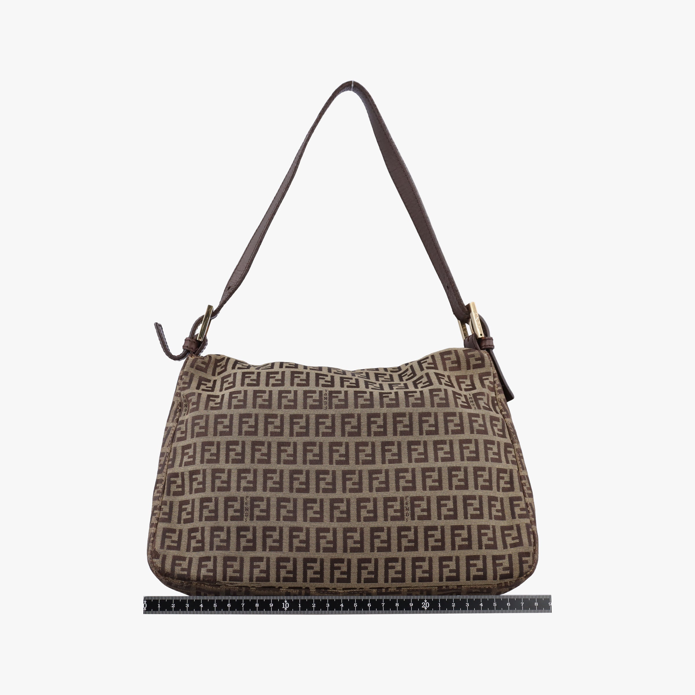 Pre-owned Fendi Baguette Zucchino Brown canvasxLeather 8BR01 handbag | stylenewstar