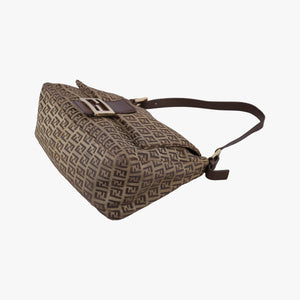 Pre-owned Fendi Baguette Zucchino Brown canvasxLeather 8BR01 handbag | stylenewstar