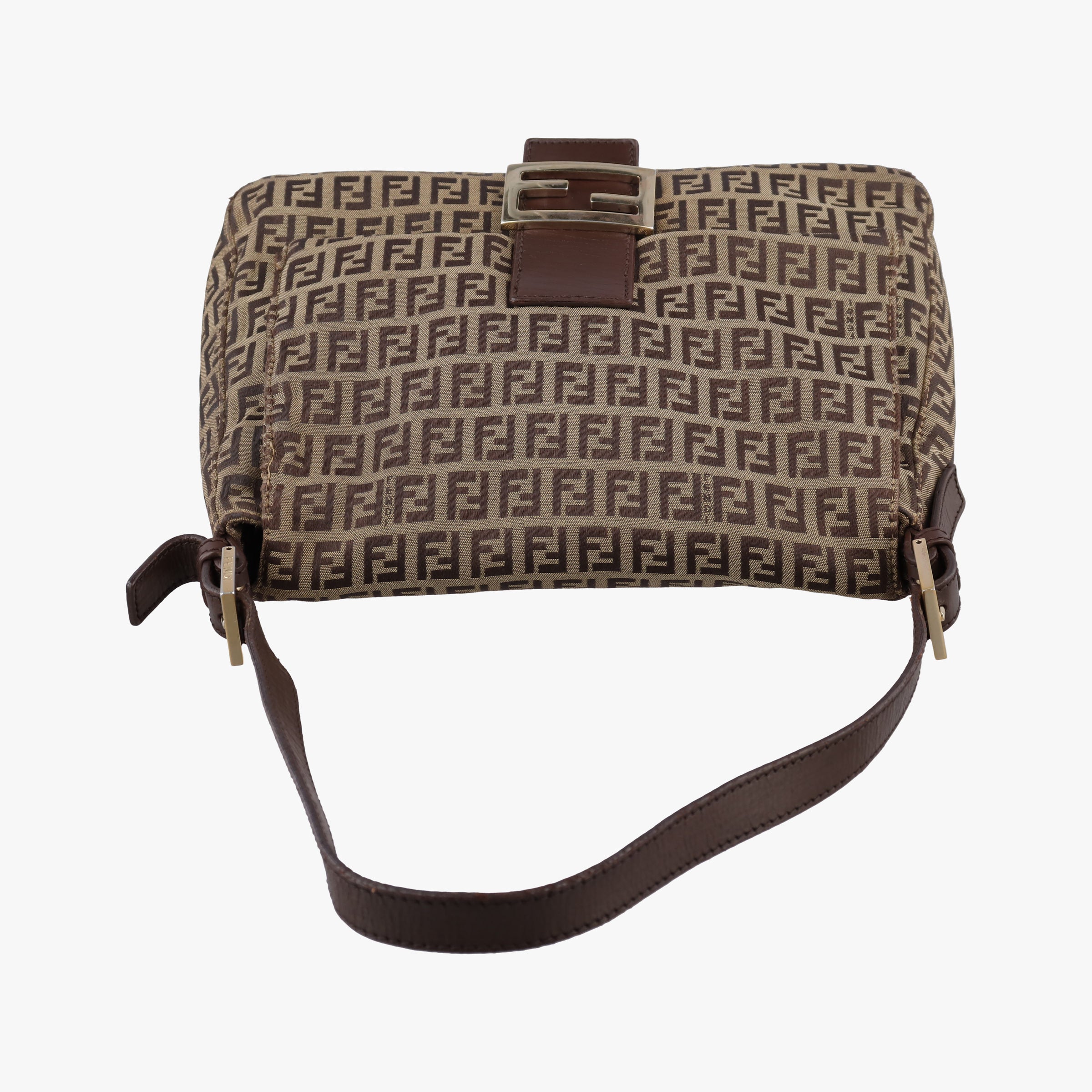 Pre-owned Fendi Baguette Zucchino Brown canvasxLeather 8BR01 handbag | stylenewstar