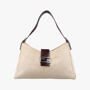 Pre-owned Fendi Mamma Baguette Beige × Brown canvas×leather 091611 shoulderbag | stylenewstar