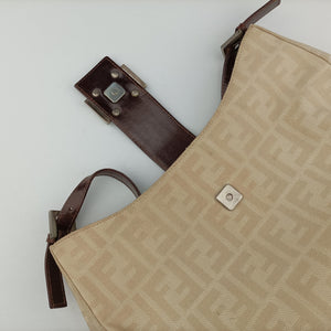 Pre-owned Fendi Mamma Baguette Beige × Brown canvas×leather 091611 shoulderbag | stylenewstar