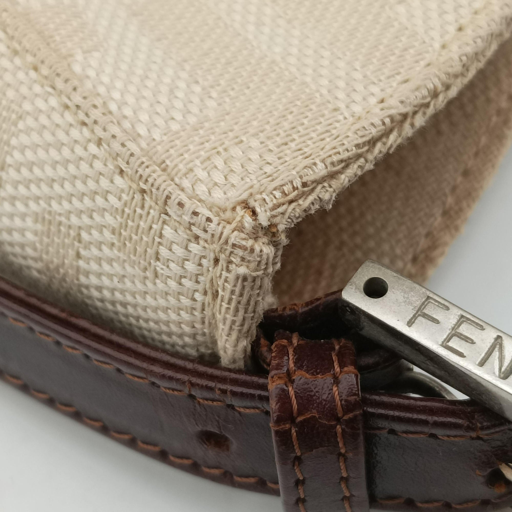 Pre-owned Fendi Mamma Baguette Beige × Brown canvas×leather 091611 shoulderbag | stylenewstar