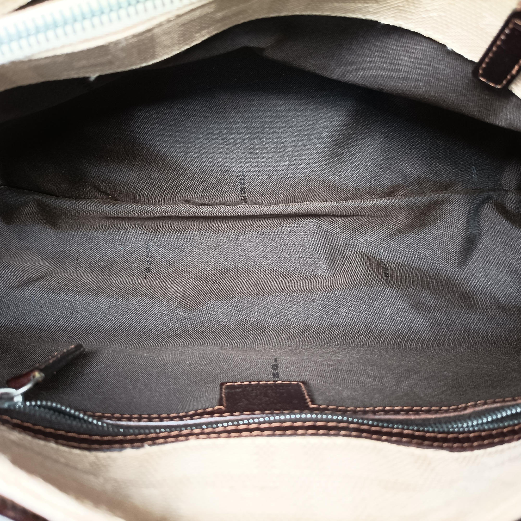 Pre-owned Fendi Mamma Baguette Beige × Brown canvas×leather 091611 shoulderbag | stylenewstar