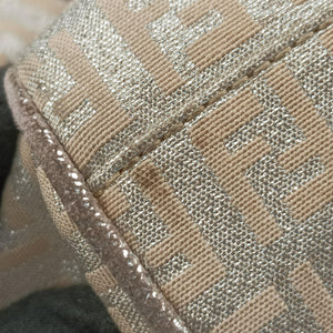 Pre-owned Fendi Zucchino Glitter Logo Pink×silver canvas 8BL068 handbag | stylenewstar