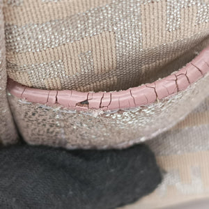 Pre-owned Fendi Zucchino Glitter Logo Pink×silver canvas 8BL068 handbag | stylenewstar