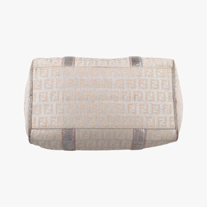Pre-owned Fendi Zucchino Glitter Logo Pink×silver canvas 8BL068 handbag | stylenewstar