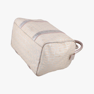 Pre-owned Fendi Zucchino Glitter Logo Pink×silver canvas 8BL068 handbag | stylenewstar