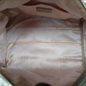 Pre-owned Fendi Zucchino Glitter Logo Pink×silver canvas 8BL068 handbag | stylenewstar