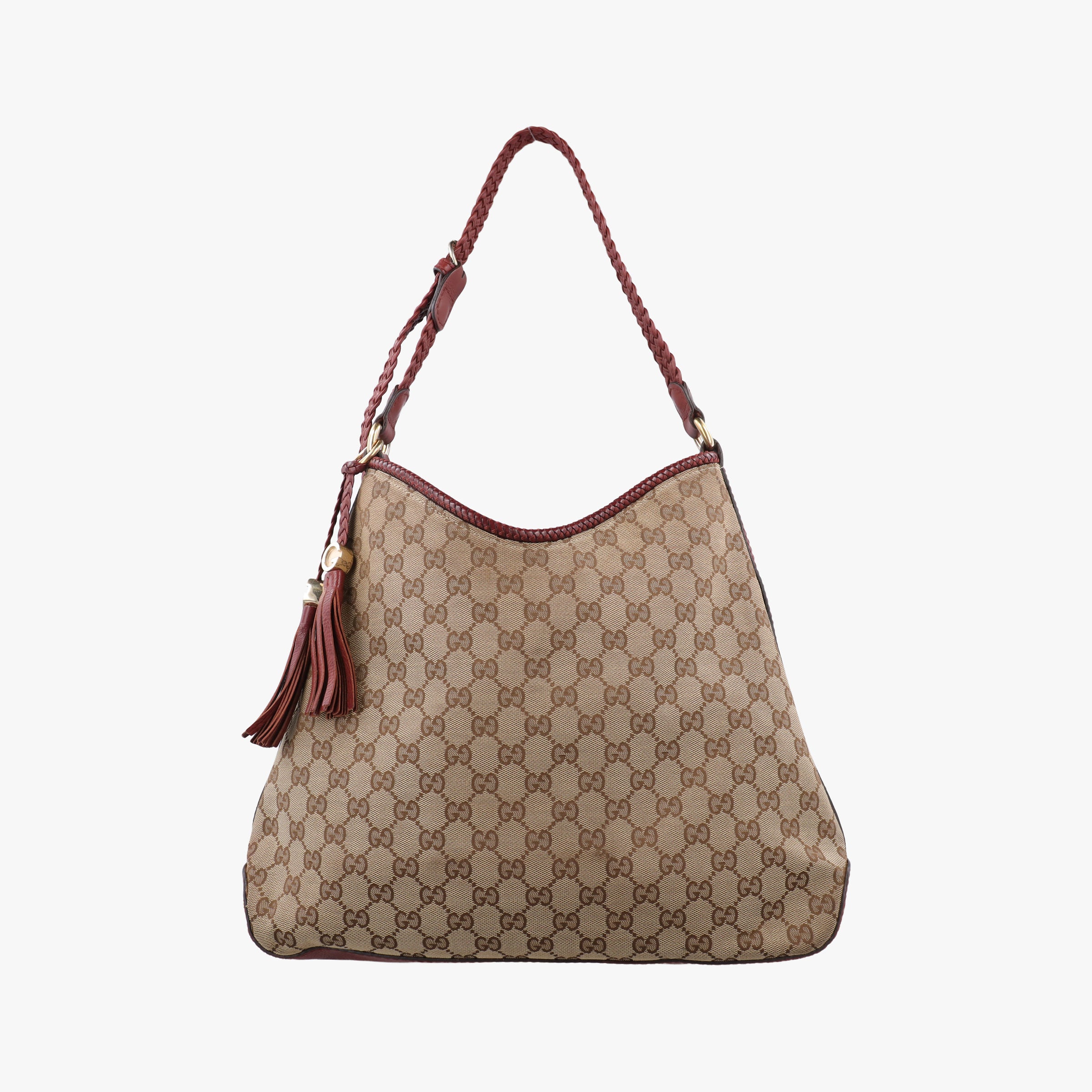 Pre-owned Gucci Marrakech Beige × Brown Canvas×Leather 257026 shoulderbag | stylenewstar