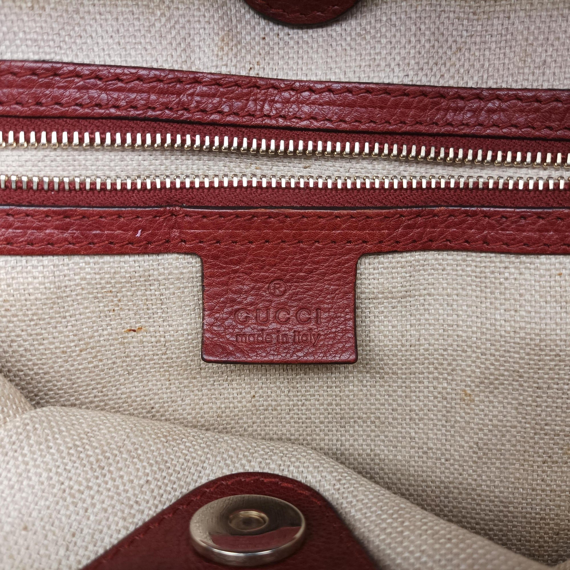 Pre-owned Gucci Marrakech Beige × Brown Canvas×Leather 257026 shoulderbag | stylenewstar