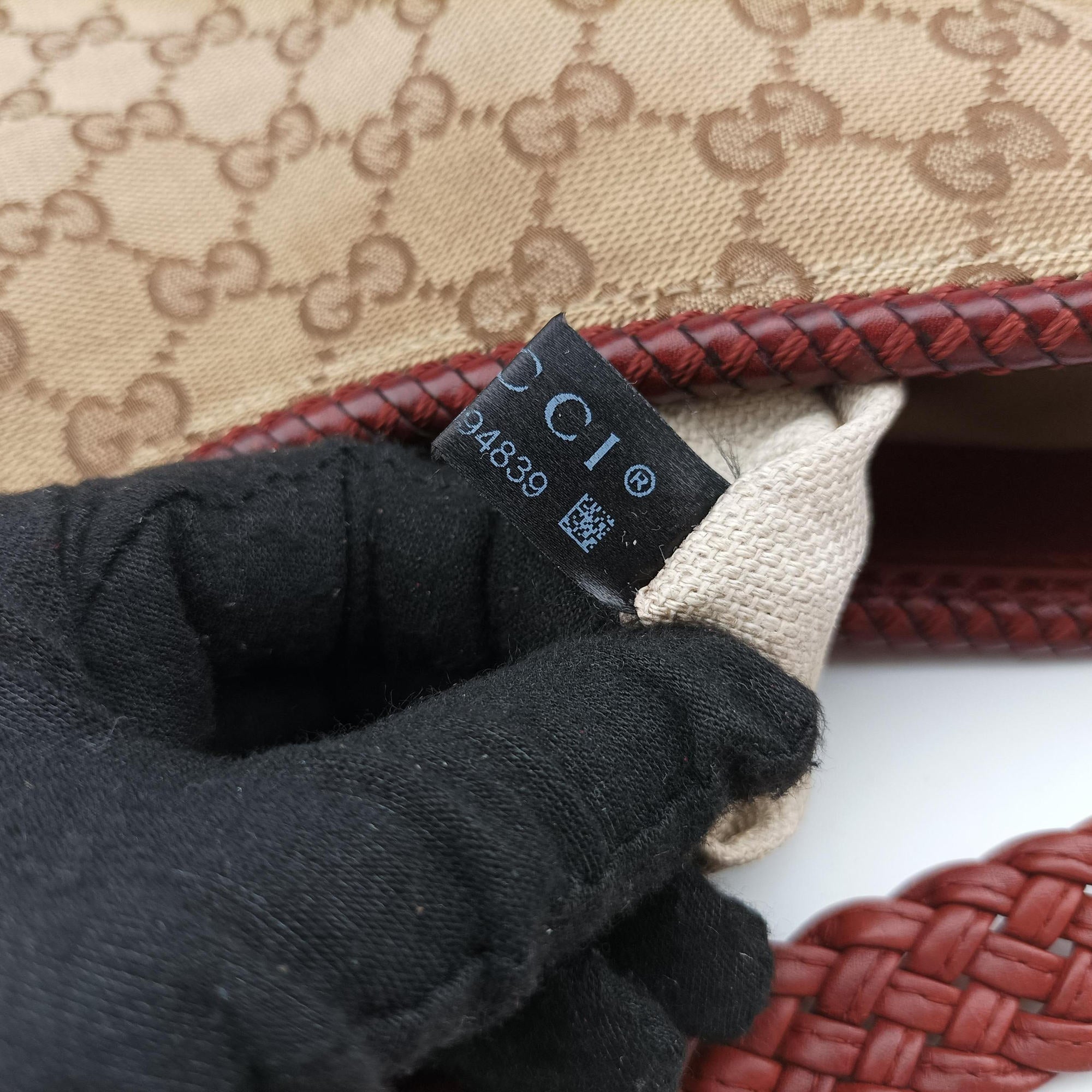 Pre-owned Gucci Marrakech Beige × Brown Canvas×Leather 257026 shoulderbag | stylenewstar