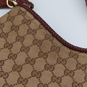 Pre-owned Gucci Marrakech Beige × Brown Canvas×Leather 257026 shoulderbag | stylenewstar