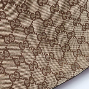 Pre-owned Gucci Marrakech Beige × Brown Canvas×Leather 257026 shoulderbag | stylenewstar