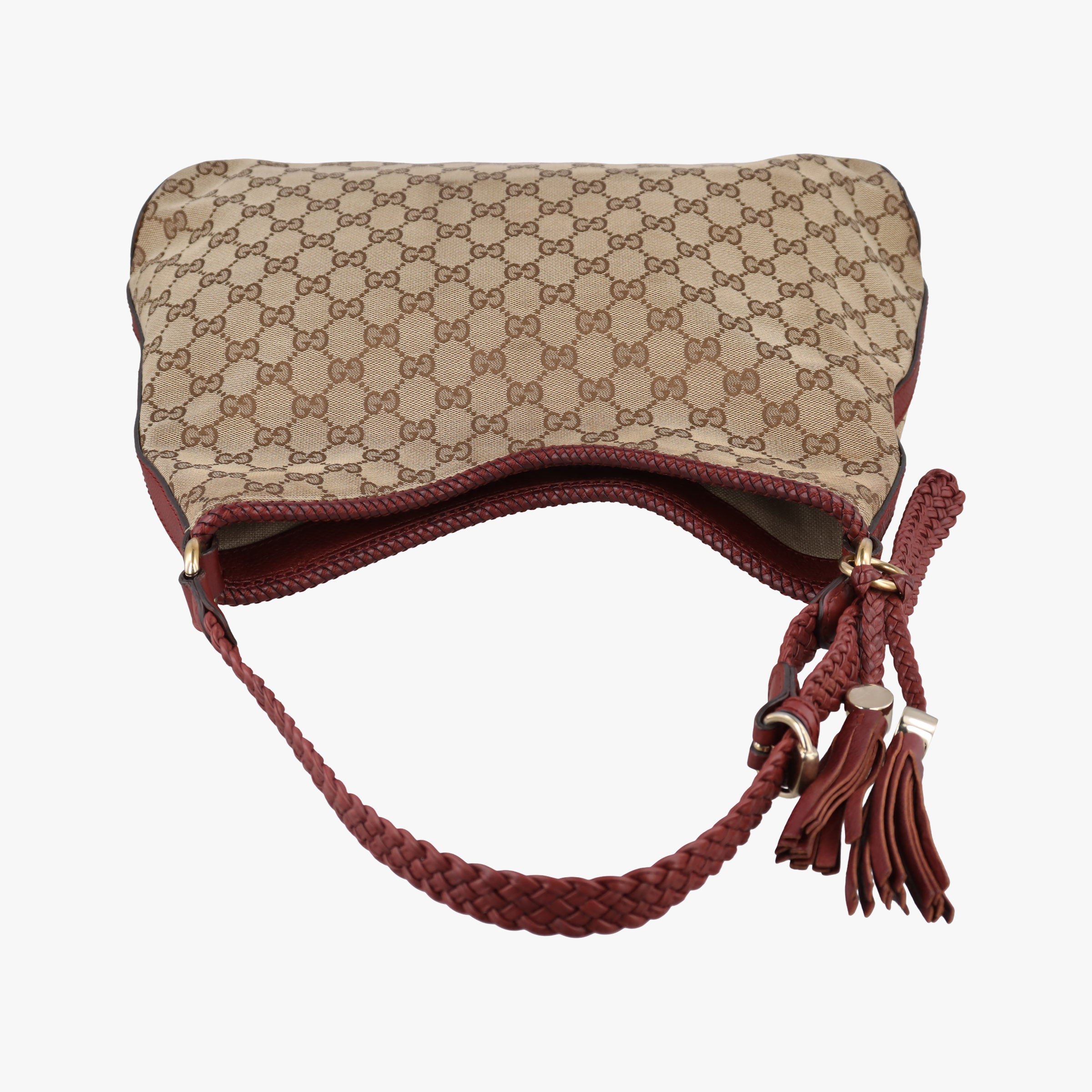 Pre-owned Gucci Marrakech Beige × Brown Canvas×Leather 257026 shoulderbag | stylenewstar