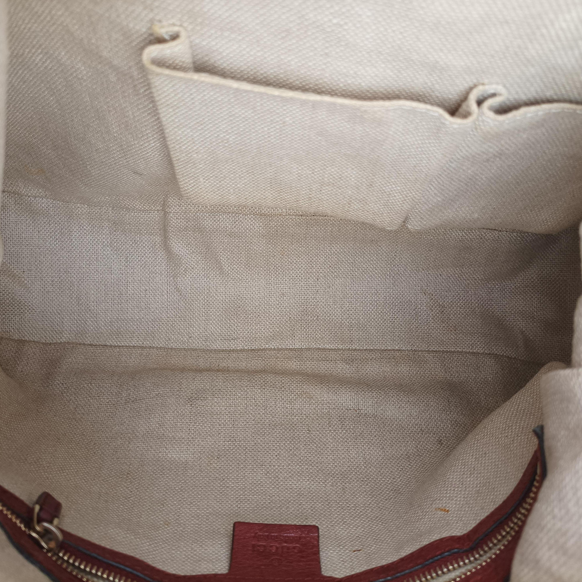 Pre-owned Gucci Marrakech Beige × Brown Canvas×Leather 257026 shoulderbag | stylenewstar